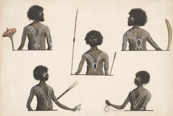 Five Half length portraits of Aborigines 1788-1792 , courtesy of the National Library of Australia